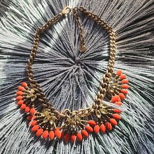 EUC Fun Stella And Dot Gold and Orange Statement Necklace